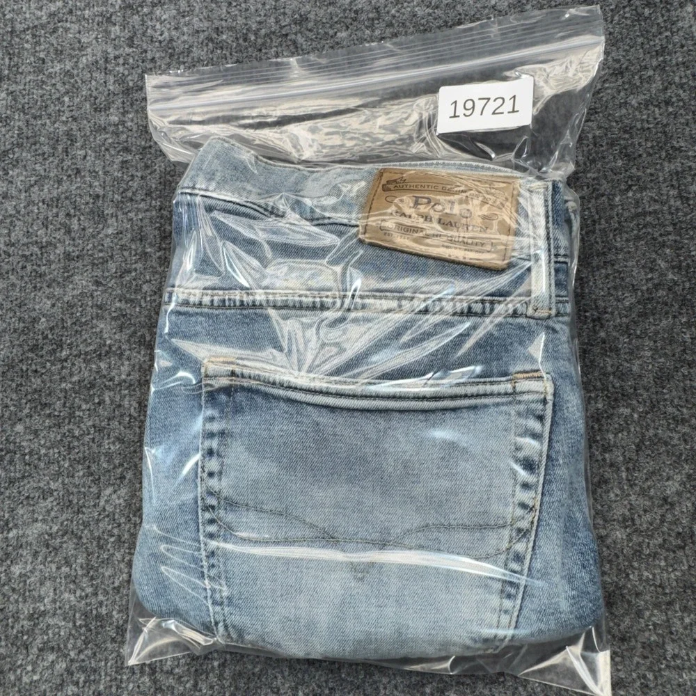 Polo Ralph Lauren Jeans Mens 33x30 Blue Varick Slim Straight Light Wash Stretch